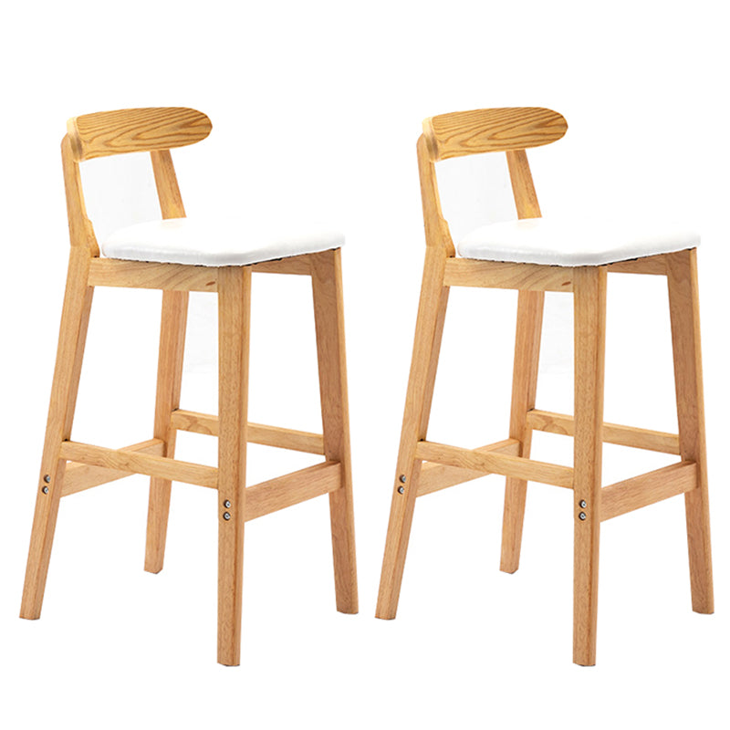 Taburete de bar sin brazos con respaldo moderno, taburete de bar de madera para tienda de té con leche con cojín