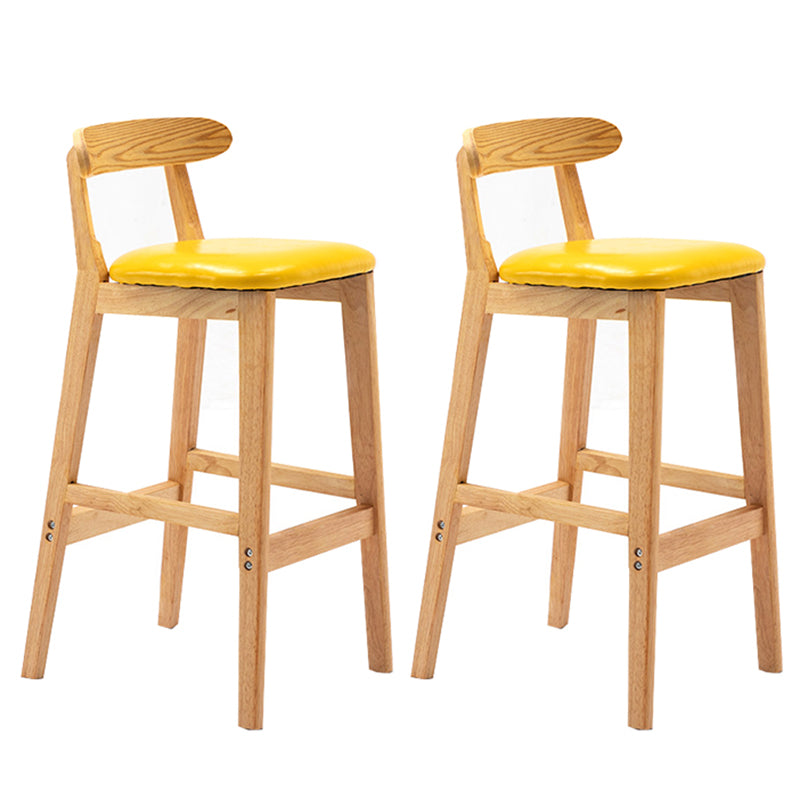 Taburete de bar sin brazos con respaldo moderno, taburete de bar de madera para tienda de té con leche con cojín