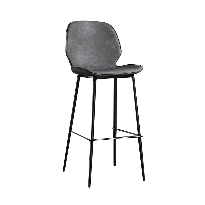 Taburete de bar sin brazos con respaldo moderno, taburete de bar de hierro para balcón con cojín de cuero