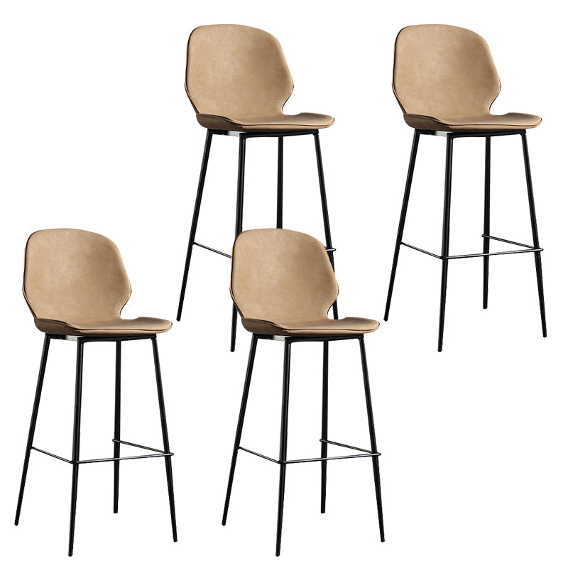 Taburete de bar sin brazos con respaldo moderno, taburete de bar de hierro para balcón con cojín de cuero