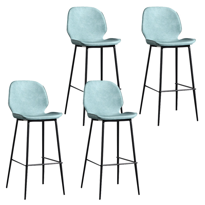 Taburete de bar sin brazos con respaldo moderno, taburete de bar de hierro para balcón con cojín de cuero