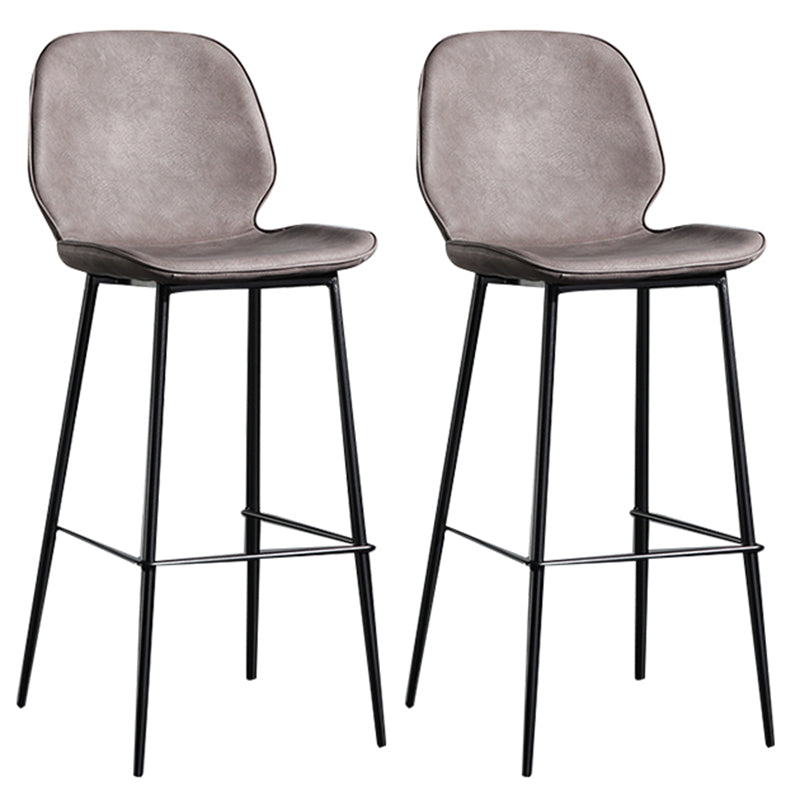 Taburete de bar sin brazos con respaldo moderno, taburete de bar de hierro para balcón con cojín de cuero
