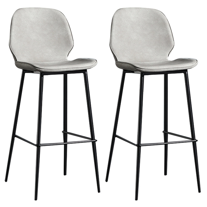 Taburete de bar sin brazos con respaldo moderno, taburete de bar de hierro para balcón con cojín de cuero