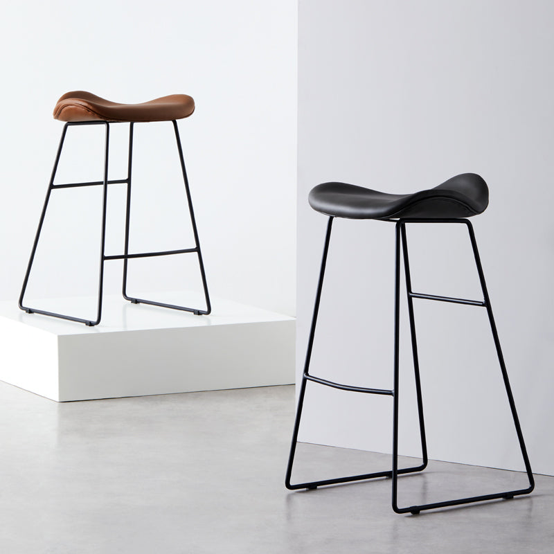 Tabouret de comptoir en cuir moderne, repose-pieds sans dossier, siège de selle, tabouret de Bar pour Bar