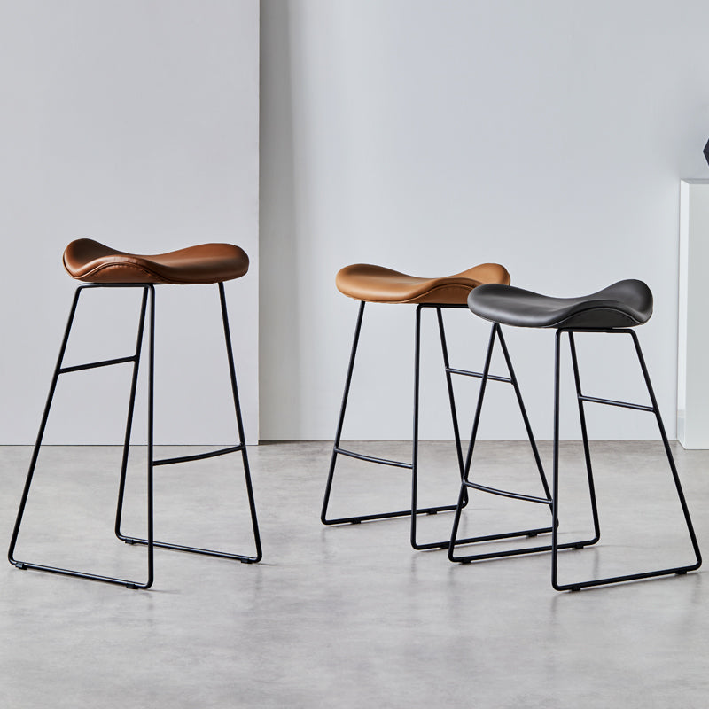Tabouret de comptoir en cuir moderne, repose-pieds sans dossier, siège de selle, tabouret de Bar pour Bar
