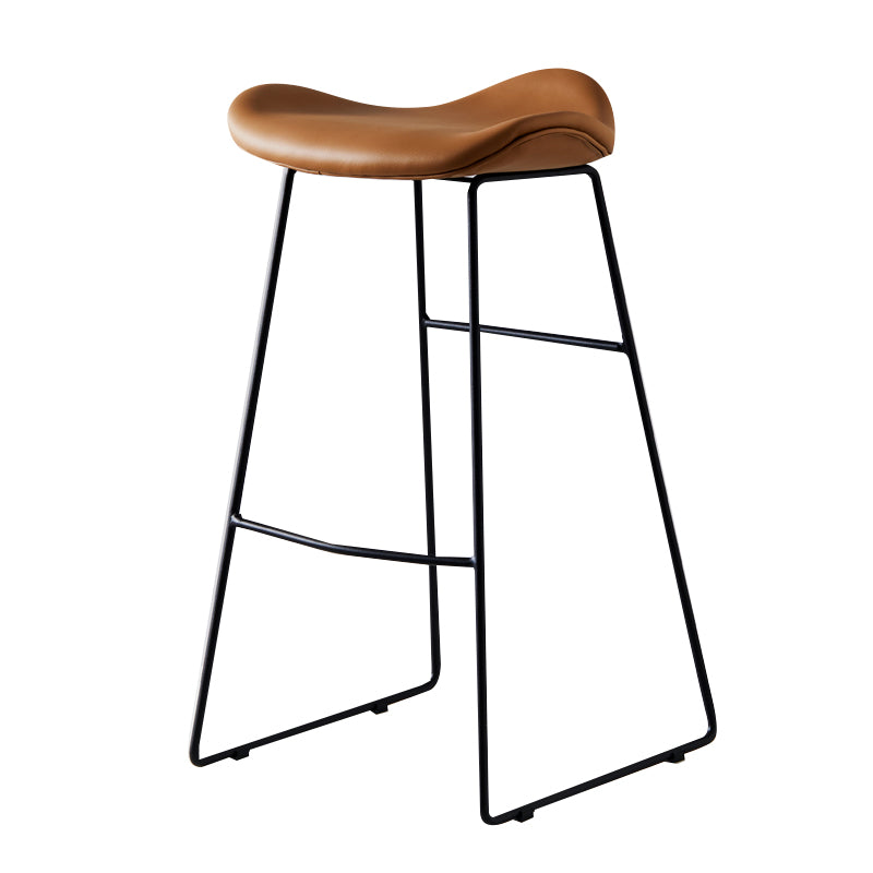 Tabouret de comptoir en cuir moderne, repose-pieds sans dossier, siège de selle, tabouret de Bar pour Bar