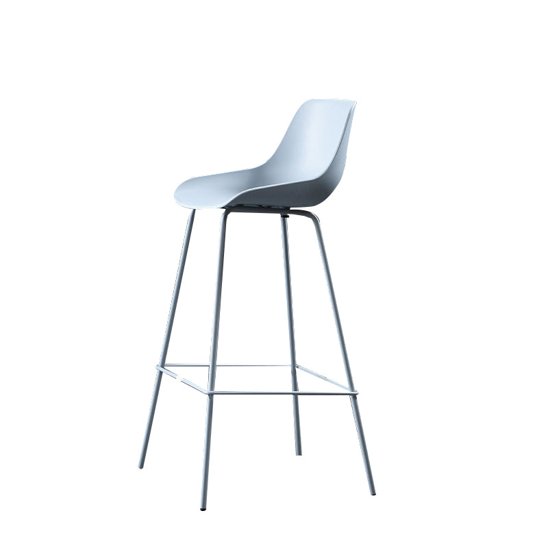 Contemporary Macaroon Counter Stools Armless Plastic Indoor Bar Stool with Iron Base