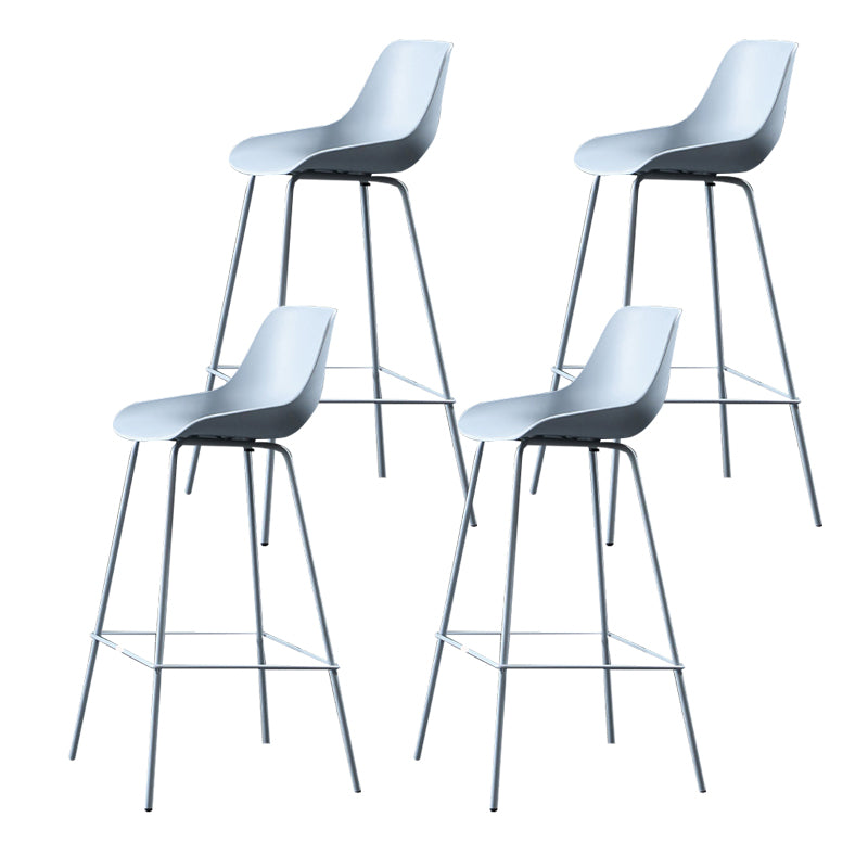 Contemporary Macaroon Counter Stools Armless Plastic Indoor Bar Stool with Iron Base