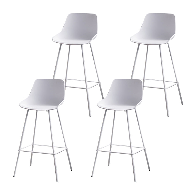 Contemporary Macaroon Counter Stools Armless Plastic Indoor Bar Stool with Iron Base
