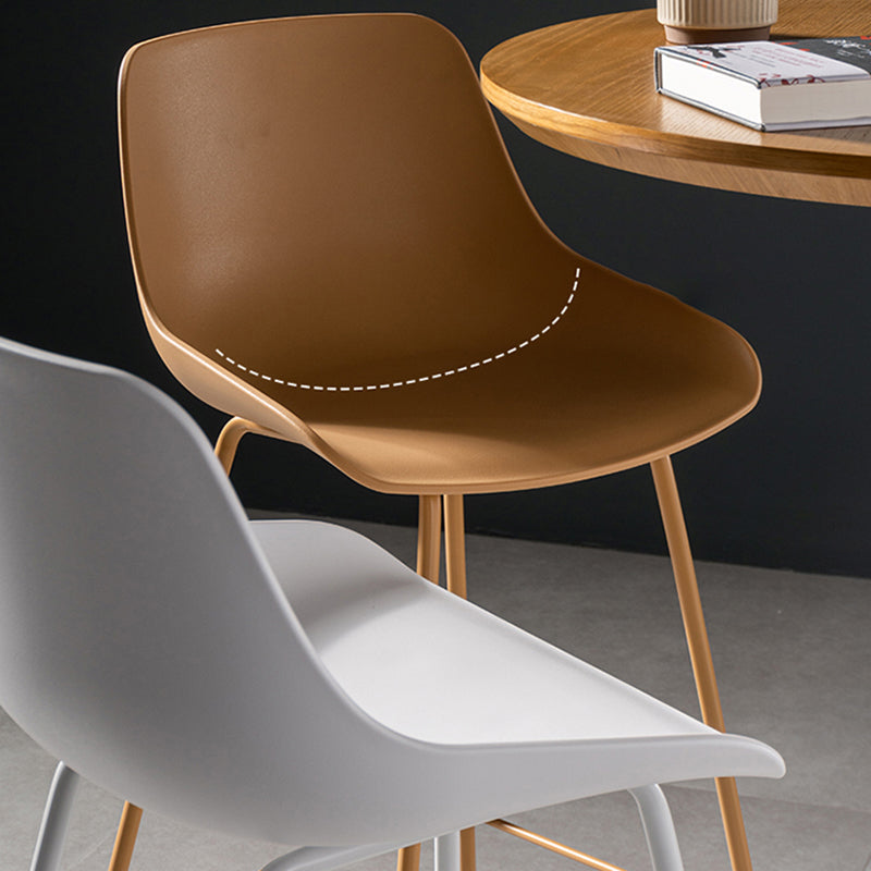 Contemporary Macaroon Counter Stools Armless Plastic Indoor Bar Stool with Iron Base