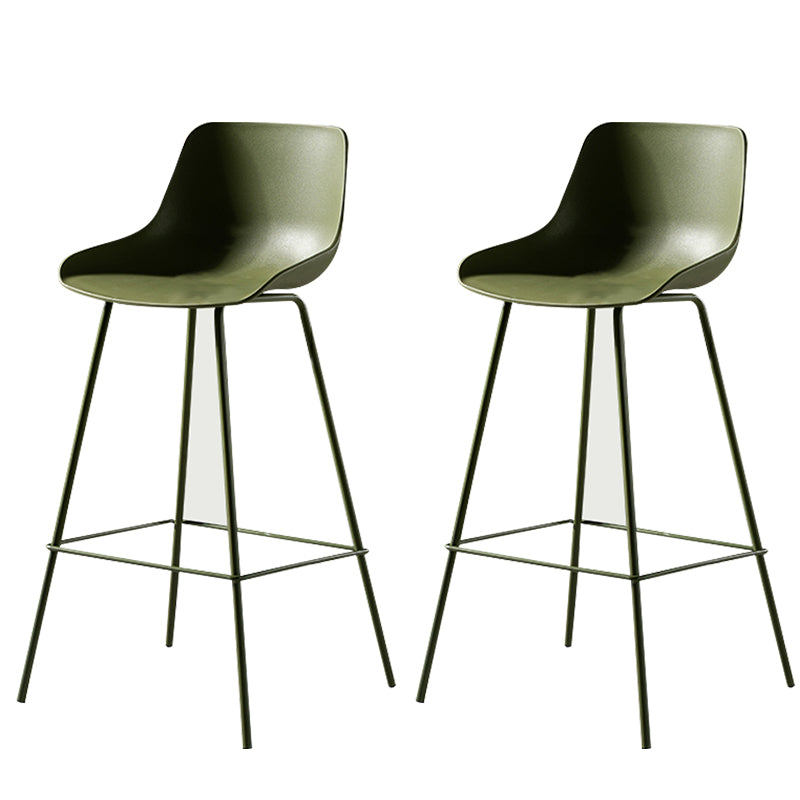 Contemporary Macaroon Counter Stools Armless Plastic Indoor Bar Stool with Iron Base