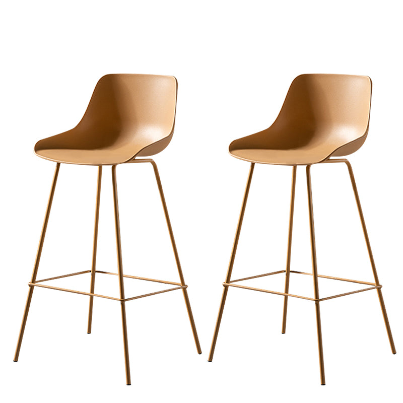 Contemporary Macaroon Counter Stools Armless Plastic Indoor Bar Stool with Iron Base