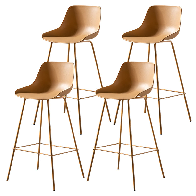 Contemporary Macaroon Counter Stools Armless Plastic Indoor Bar Stool with Iron Base