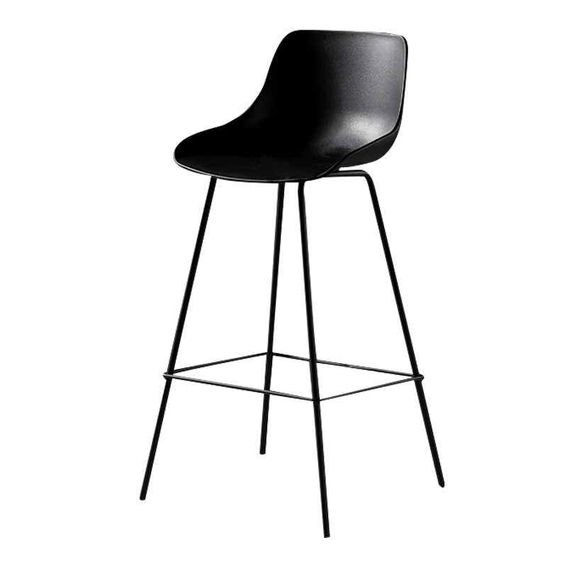 Contemporary Macaroon Counter Stools Armless Plastic Indoor Bar Stool with Iron Base