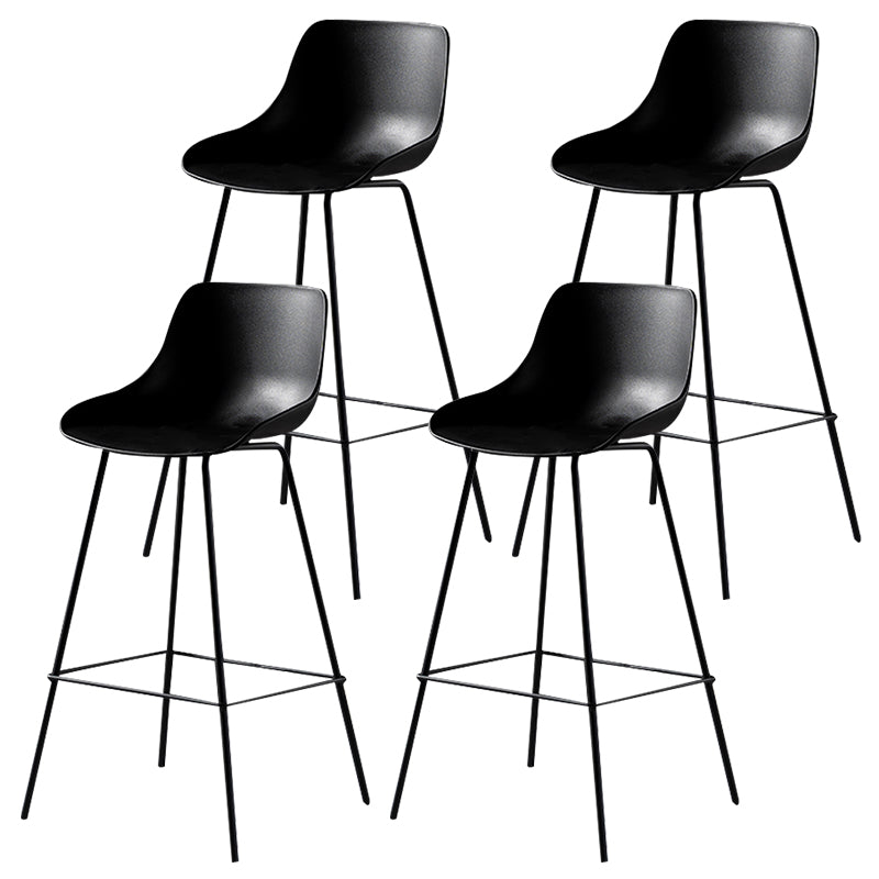 Contemporary Macaroon Counter Stools Armless Plastic Indoor Bar Stool with Iron Base