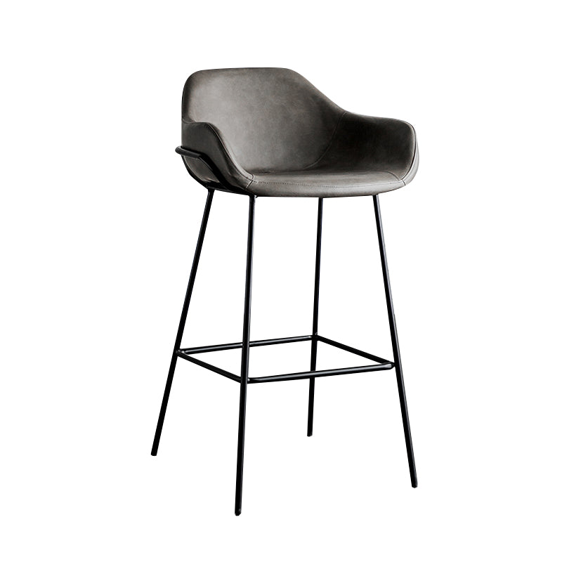 Taburete de bar con respaldo bajo, taburetes de altura de mostrador armados de cuero