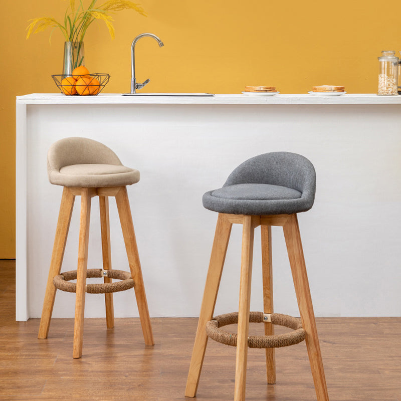 Zeitgenössische Barhocker aus Stoff, 33,5 Zoll, natürlicher Thekenstuhl mit Kissen
