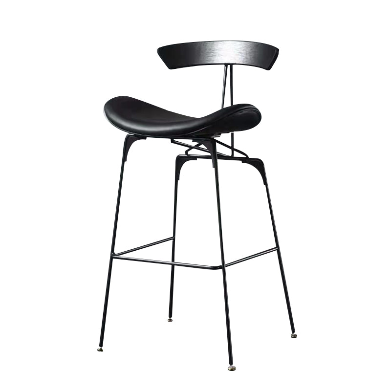 Taburete de bar contemporáneo de piel sintética de 39" con base de metal