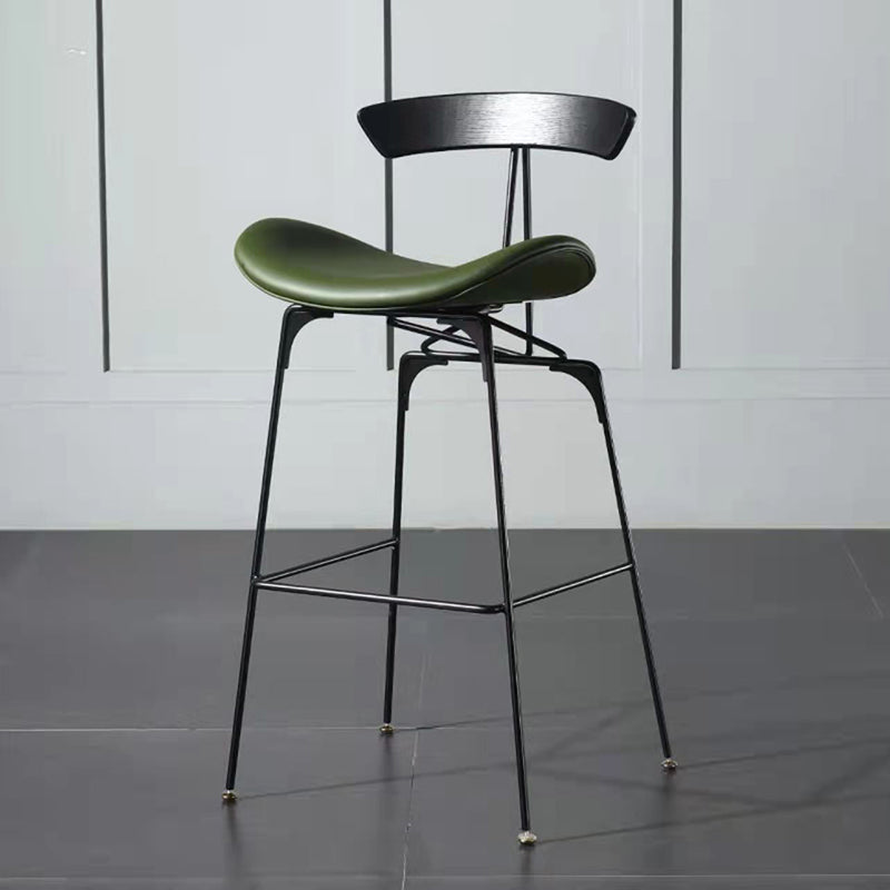 Taburete de bar contemporáneo de piel sintética de 39" con base de metal