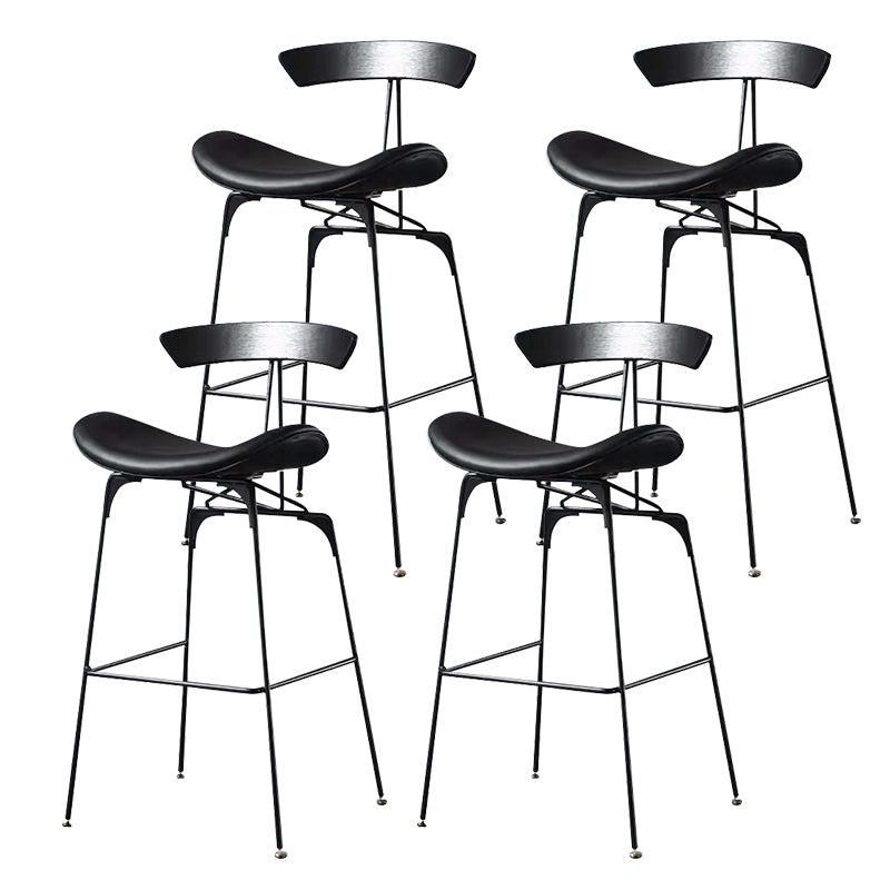 Taburete de bar contemporáneo de piel sintética de 39" con base de metal