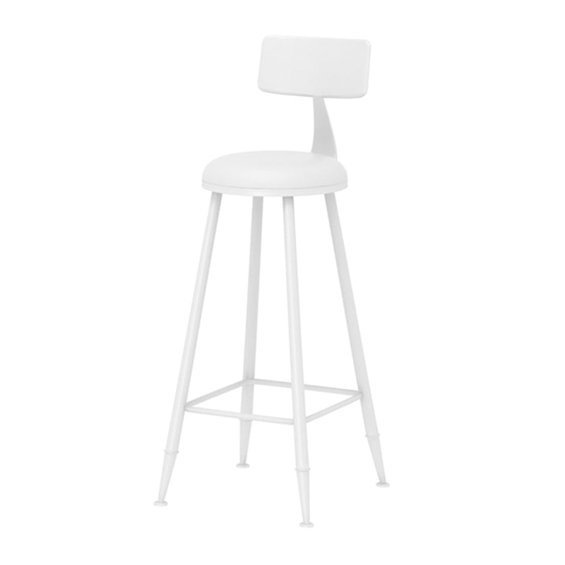Taburete de bar moderno de hierro con respaldo de silla de mostrador redondo de cuero para cafetería