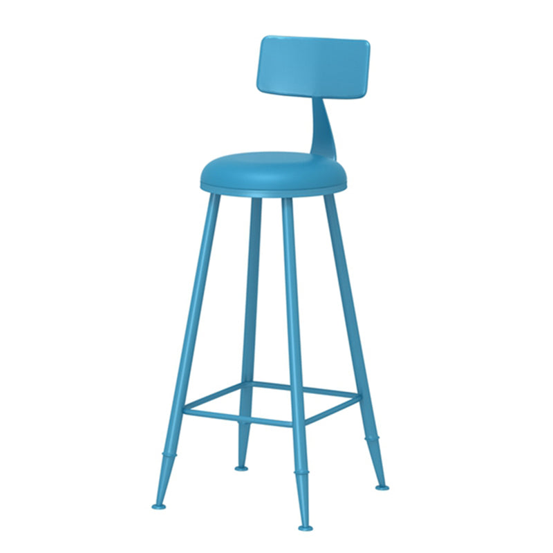 Taburete de bar moderno de hierro con respaldo de silla de mostrador redondo de cuero para cafetería