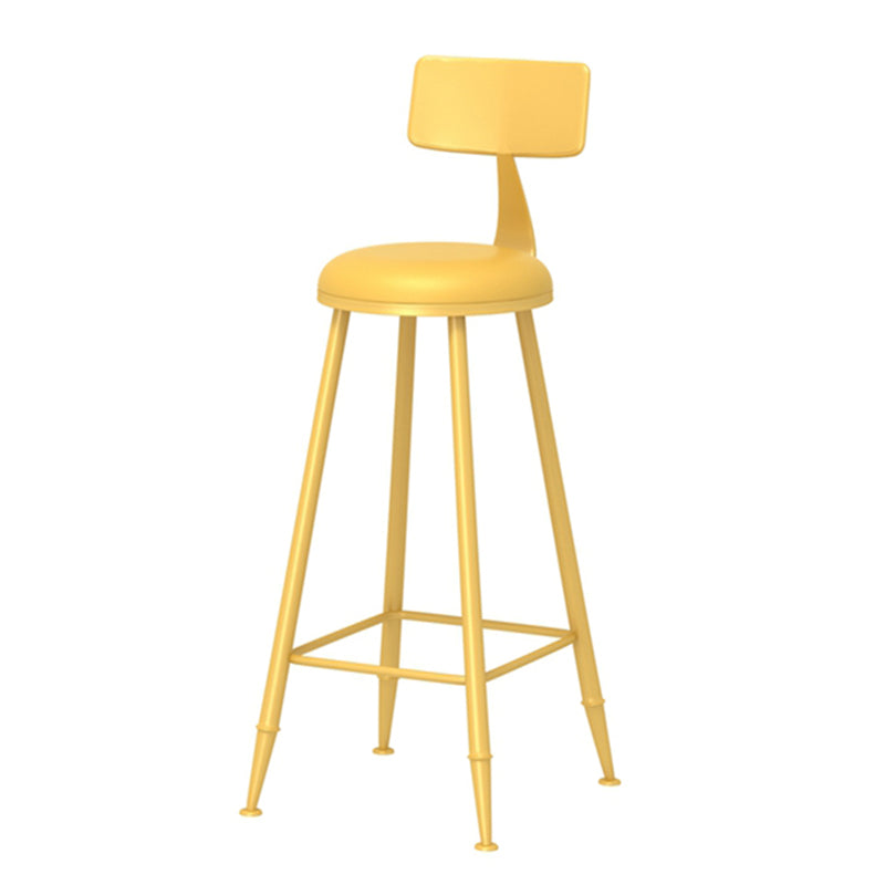 Taburete de bar moderno de hierro con respaldo de silla de mostrador redondo de cuero para cafetería