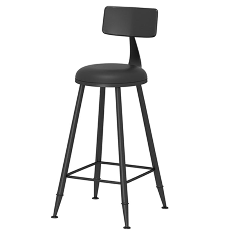 Taburete de bar moderno de hierro con respaldo de silla de mostrador redondo de cuero para cafetería
