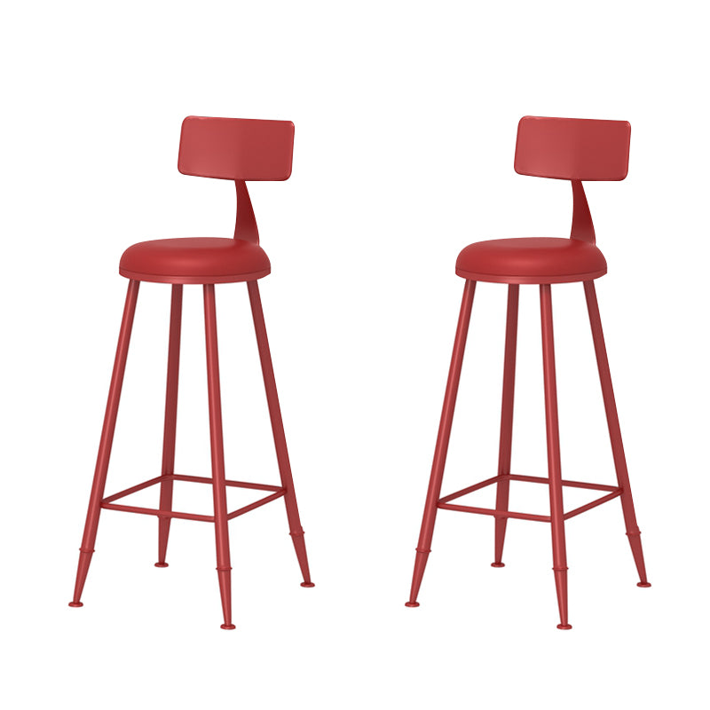 Taburete de bar moderno de hierro con respaldo de silla de mostrador redondo de cuero para cafetería