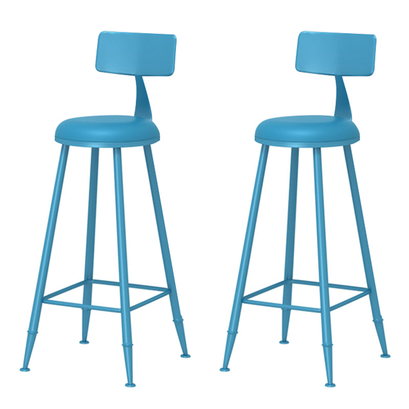 Taburete de bar moderno de hierro con respaldo de silla de mostrador redondo de cuero para cafetería