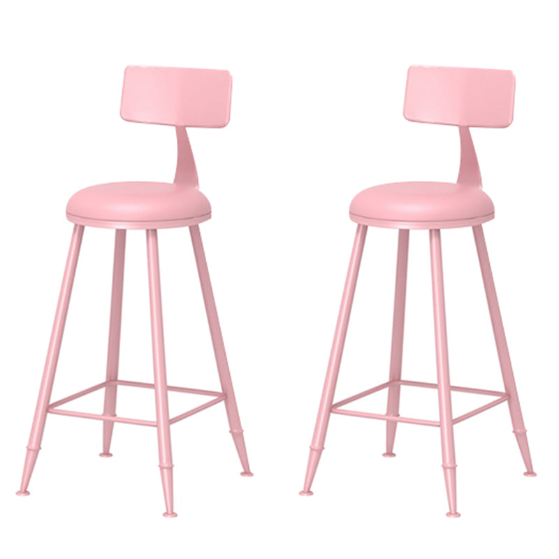 Taburete de bar moderno de hierro con respaldo de silla de mostrador redondo de cuero para cafetería