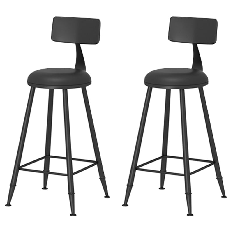 Taburete de bar moderno de hierro con respaldo de silla de mostrador redondo de cuero para cafetería