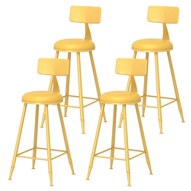 Taburete de bar moderno de hierro con respaldo de silla de mostrador redondo de cuero para cafetería