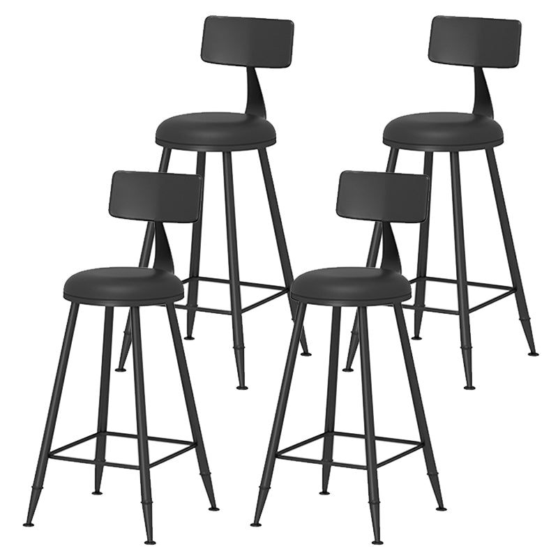 Taburete de bar moderno de hierro con respaldo de silla de mostrador redondo de cuero para cafetería
