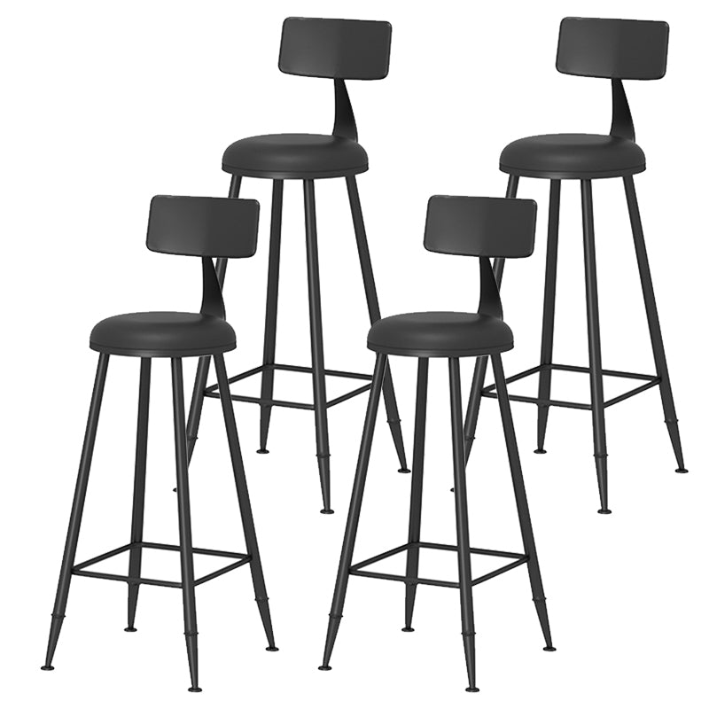 Taburete de bar moderno de hierro con respaldo de silla de mostrador redondo de cuero para cafetería