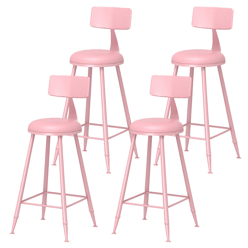 Taburete de bar moderno de hierro con respaldo de silla de mostrador redondo de cuero para cafetería
