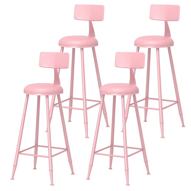 Taburete de bar moderno de hierro con respaldo de silla de mostrador redondo de cuero para cafetería