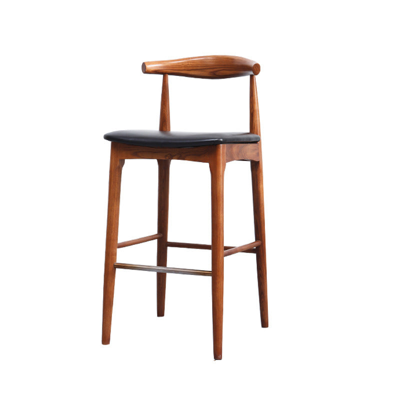 Taburete de bar y mostrador contemporáneo, taburete de bar interior de madera sin brazos con reposapiés