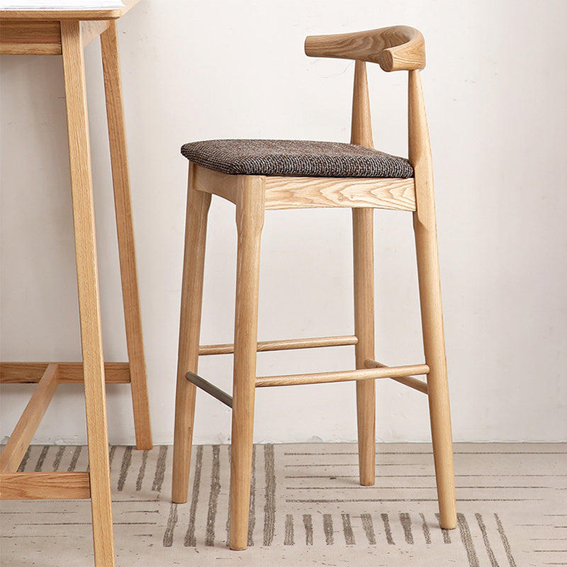Taburete de bar y mostrador contemporáneo, taburete de bar interior de madera sin brazos con reposapiés
