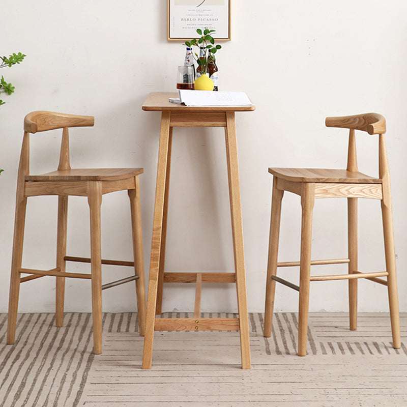 Taburete de bar y mostrador contemporáneo, taburete de bar interior de madera sin brazos con reposapiés