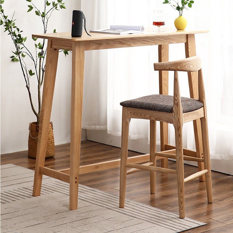 Taburete de bar y mostrador contemporáneo, taburete de bar interior de madera sin brazos con reposapiés