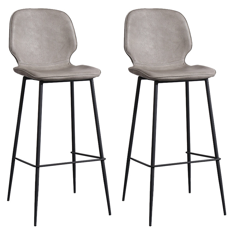 Tabouret de comptoir repose-pieds en cuir Tabouret de bar à dossier bas contemporain avec coussin