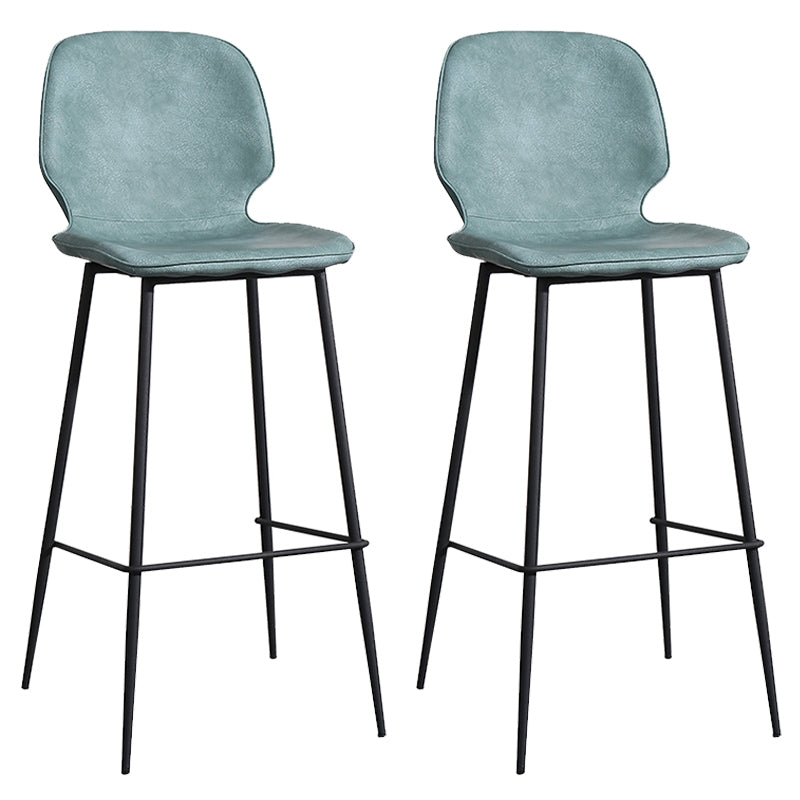 Tabouret de comptoir repose-pieds en cuir Tabouret de bar à dossier bas contemporain avec coussin
