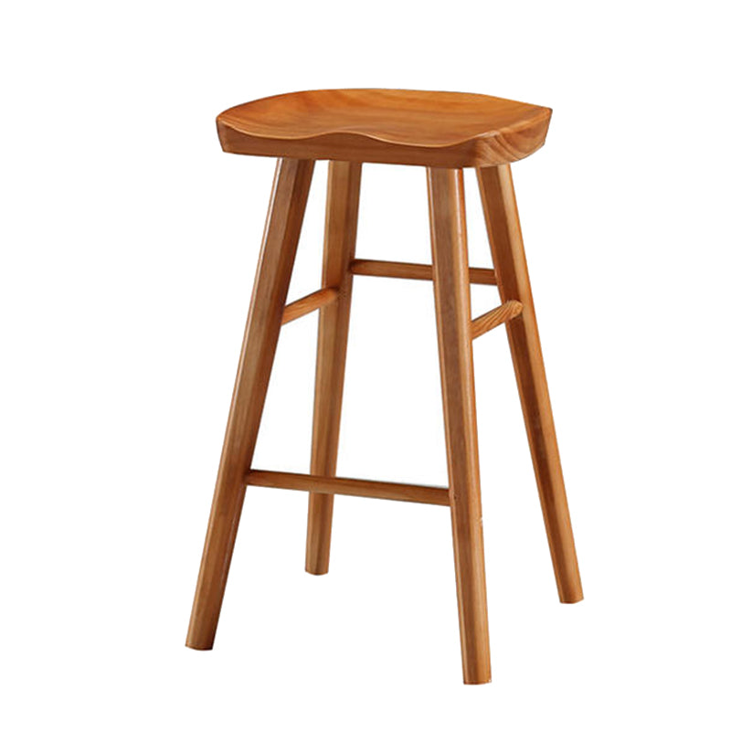 Taburete de bar de madera moderno, asiento contorneado, reposapiés interior sin respaldo, taburete para mostrador