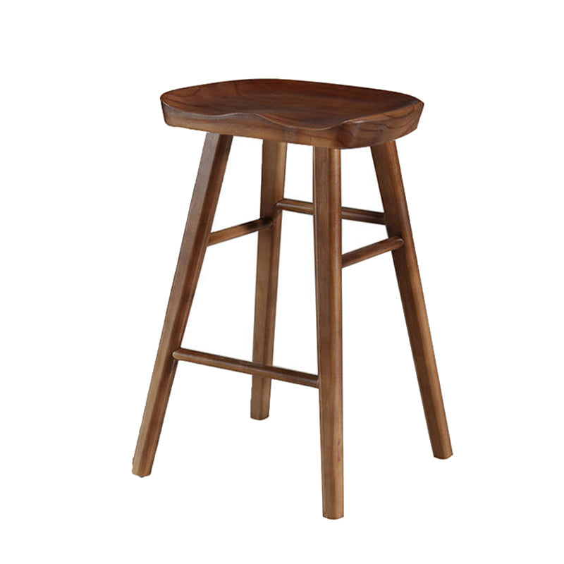 Taburete de bar de madera moderno, asiento contorneado, reposapiés interior sin respaldo, taburete para mostrador