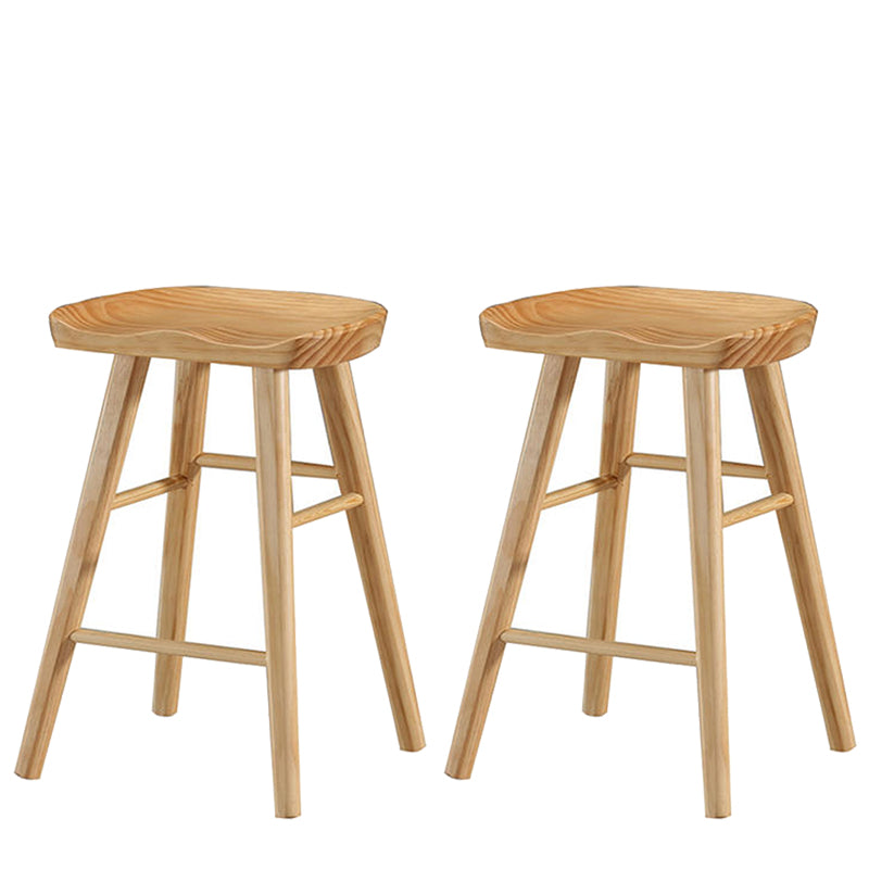 Taburete de bar de madera moderno, asiento contorneado, reposapiés interior sin respaldo, taburete para mostrador