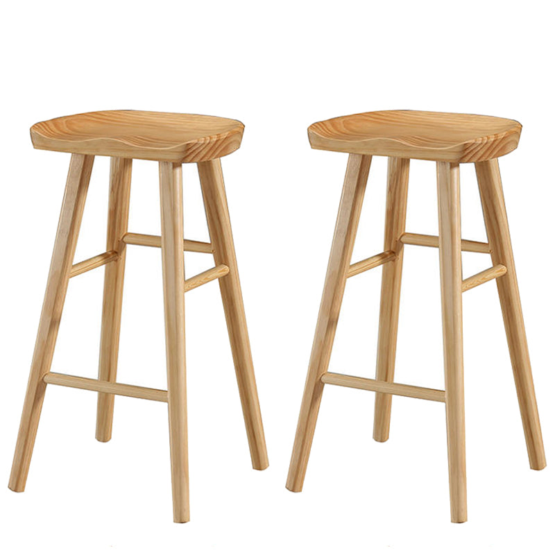 Taburete de bar de madera moderno, asiento contorneado, reposapiés interior sin respaldo, taburete para mostrador