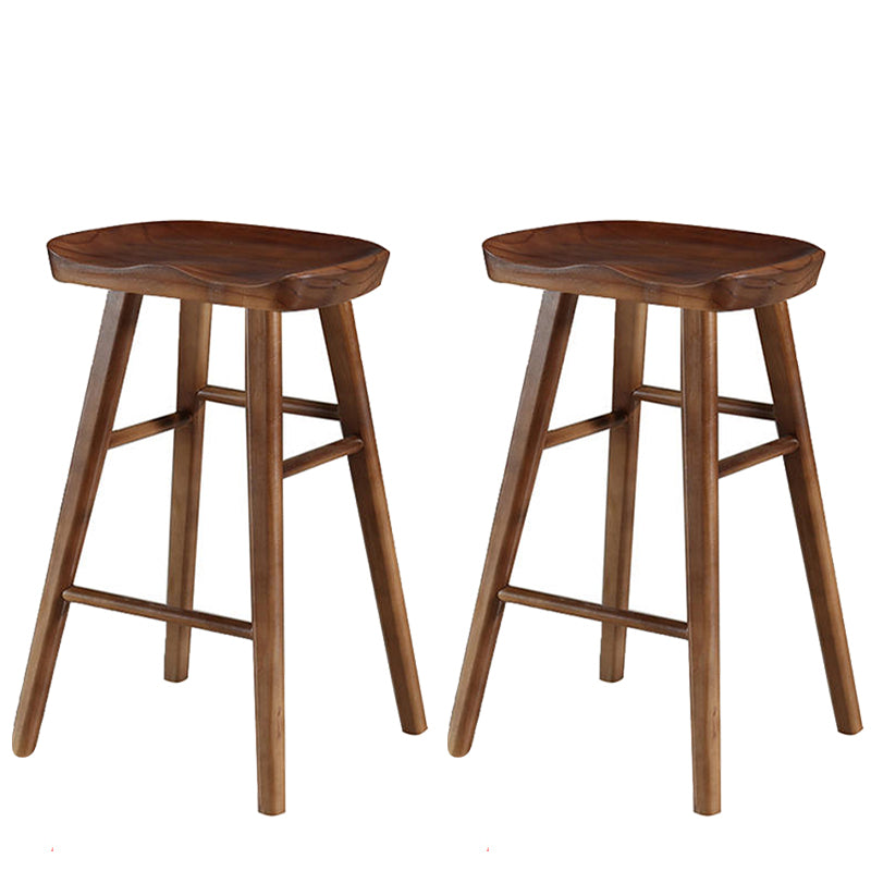 Taburete de bar de madera moderno, asiento contorneado, reposapiés interior sin respaldo, taburete para mostrador