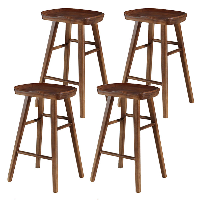 Taburete de bar de madera moderno, asiento contorneado, reposapiés interior sin respaldo, taburete para mostrador