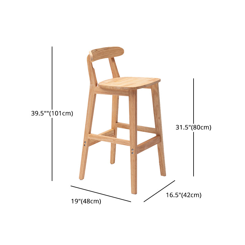 Tabouret de bar moderne en bois massif carré tabouret intérieur arrière bas avec des pattes en bois